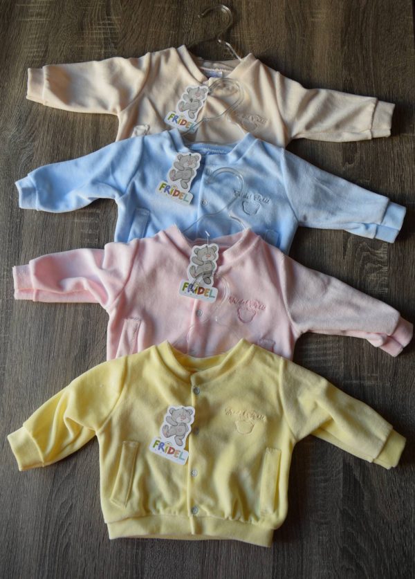 Ζακετάκι βελουτέ εκρού/ροζ/σιελ/κίτρινο