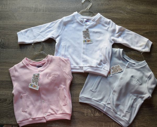 Ζακετάκι ίντερλοκ λευκό/σιελ/ροζ